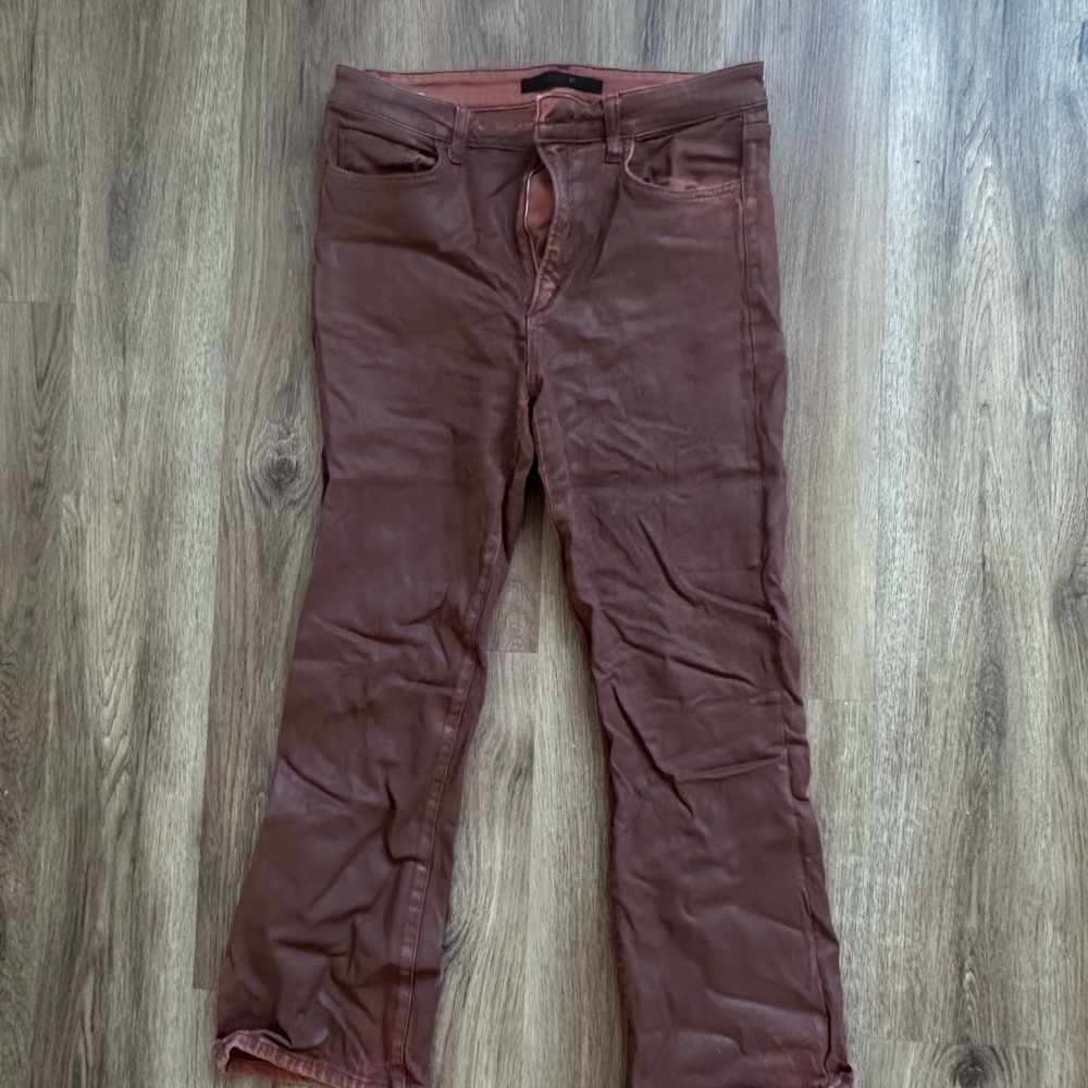 Joe's Jeans Women's The Callie High Rise Cropper Boot Brown Leather Jeans